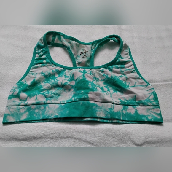 Justice Other - Justice Teal and White Tie-Dye Racerback Sports Bra sz 30